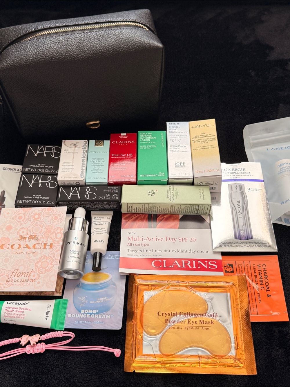 Coach 2025 Cosmetic Case Make-Up Pouch Bag w/ Various Skincare & Beauty Samples